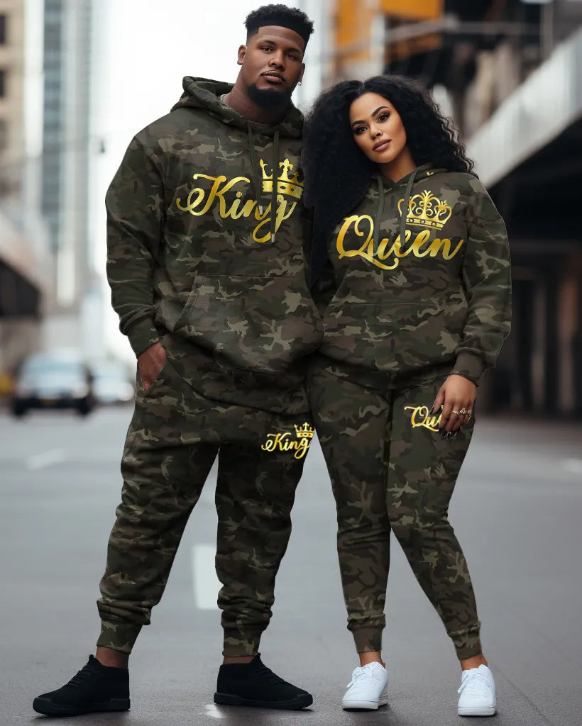 Big & Tall Graphic Camouflage Hoodie Sweatpants Set for big men view 1