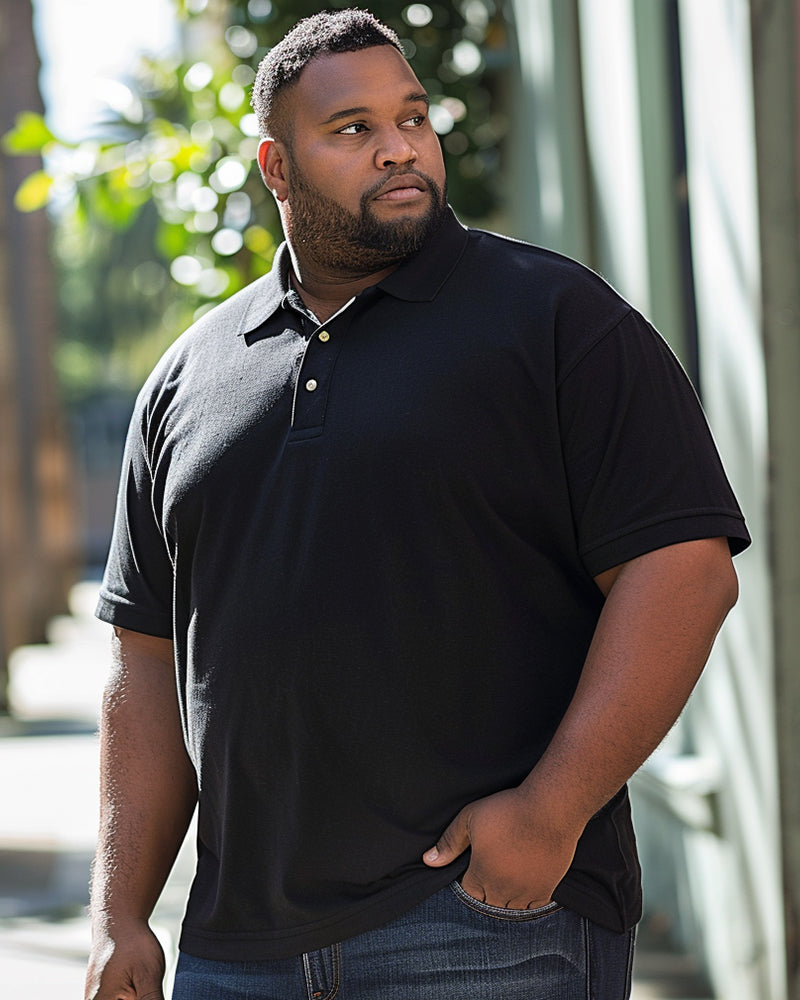 Big & Tall Solid Color Business Casual Polo Shirt for big men view 1
