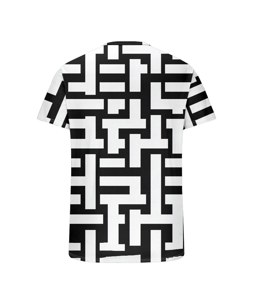 Big & Tall Black White Geometric T-Shirt for big men view 5
