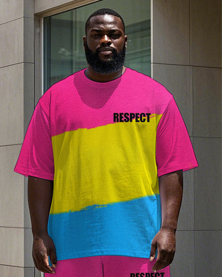 Big & Tall Colorblock Graphic T-Shirt Pants Set for big men view 2