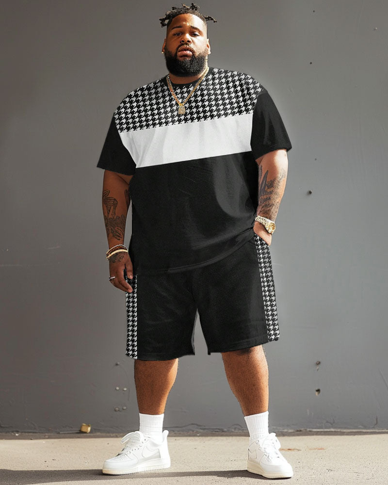 Big & Tall Patchwork T-Shirt Shorts Set for big men view 2