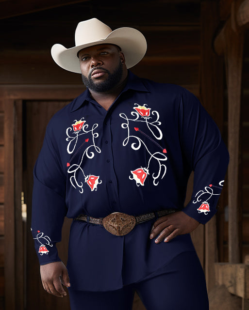 Big & Tall Western Denim Floral Two-piece Set for big men view 2