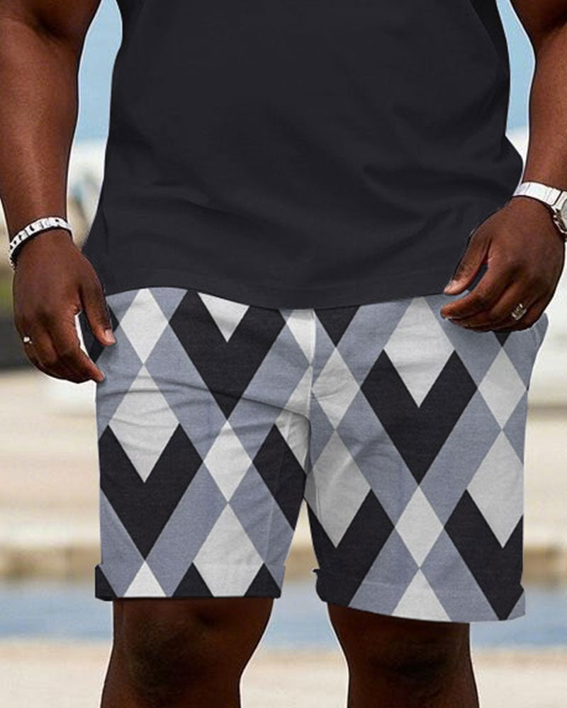 Big & Tall Blue Hawaiian Colorblock Jeans for big men view 3