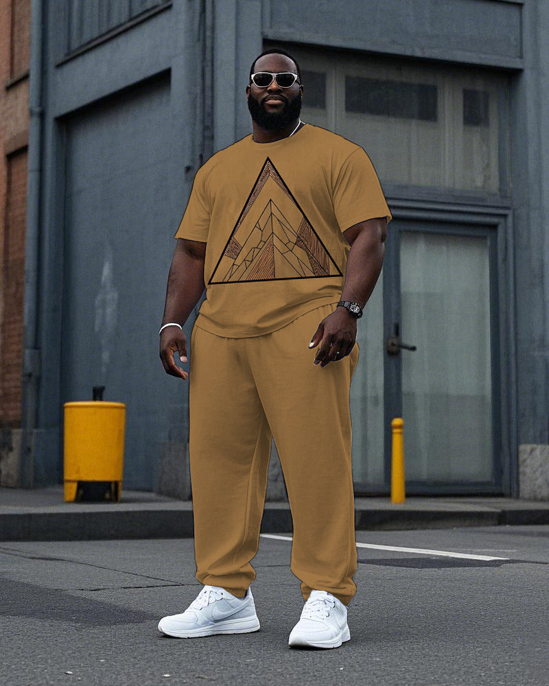 Big & Tall Geometric Graffiti T-Shirt Pants Set for big men view 1