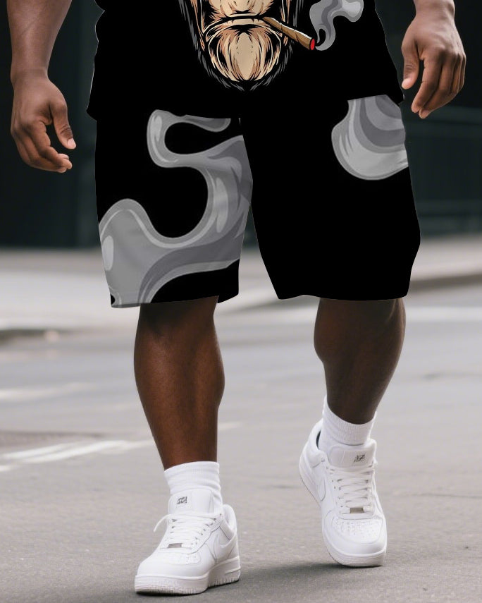 Big & Tall Graphic T-Shirt Shorts Set for big men view 3