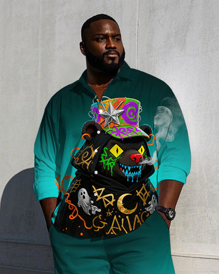 Big & Tall Gradient Graffiti T-Shirt Pants Set for big men view 2