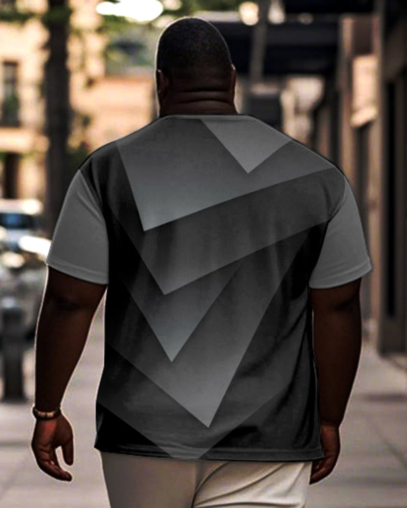 Big & Tall Black Gray Gradient T-Shirt for big men view 2