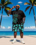 Big & Tall Hawaiian Graphic T-Shirt Shorts Set for big men view 2