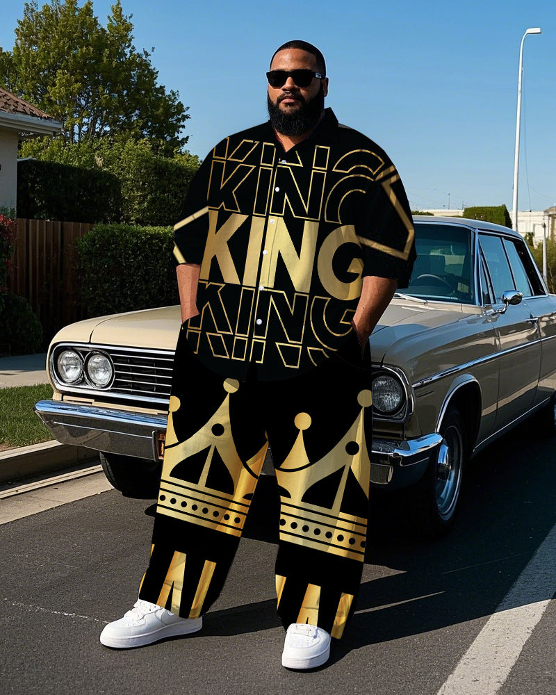 Big & Tall Graphic Streetwear T-Shirt Pants Set for big men view 1