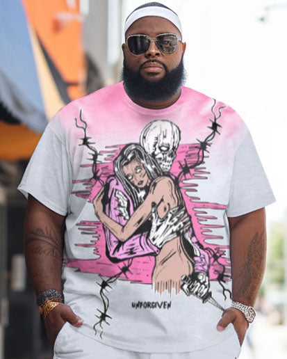Big & Tall Skull T-Shirt Shorts Set for big men view 2