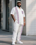Big & Tall Striped T-Shirt Pants Set for big men view 1