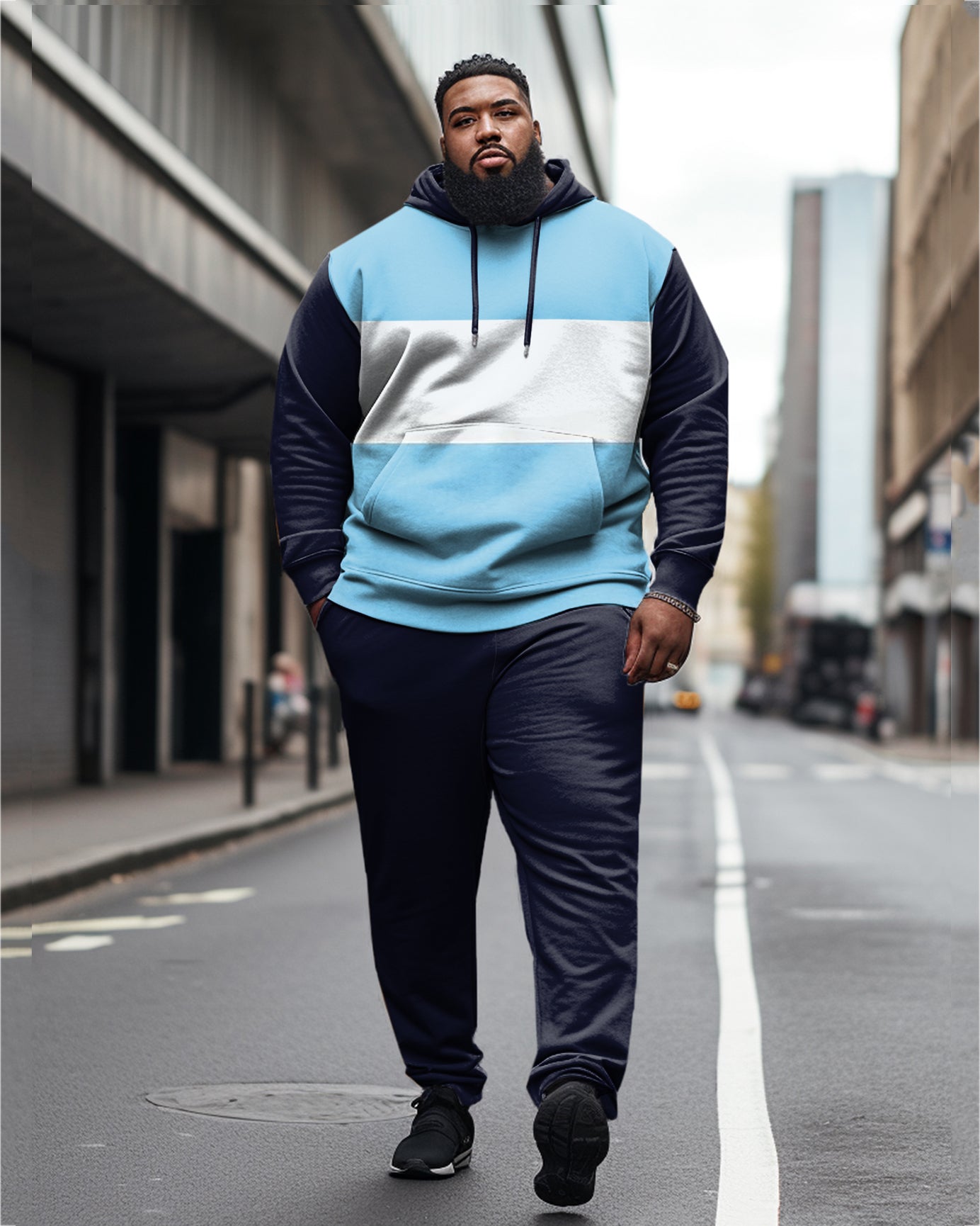 Big & Tall Colorblock Athletic Hoodie for big men view 1