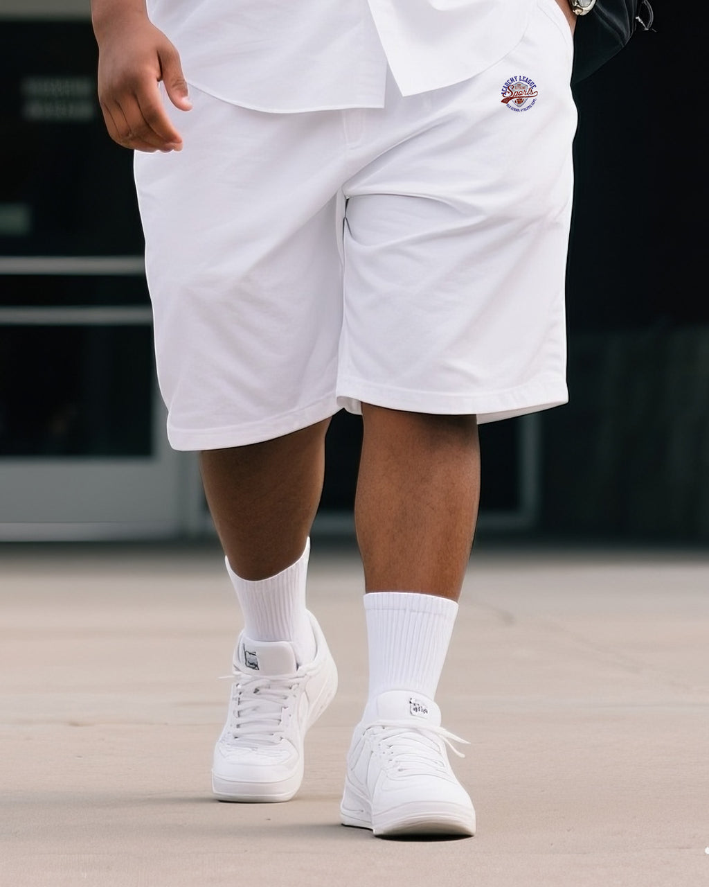 Big & Tall Colorblock Geometric T-Shirt Shorts Set for big men view 3