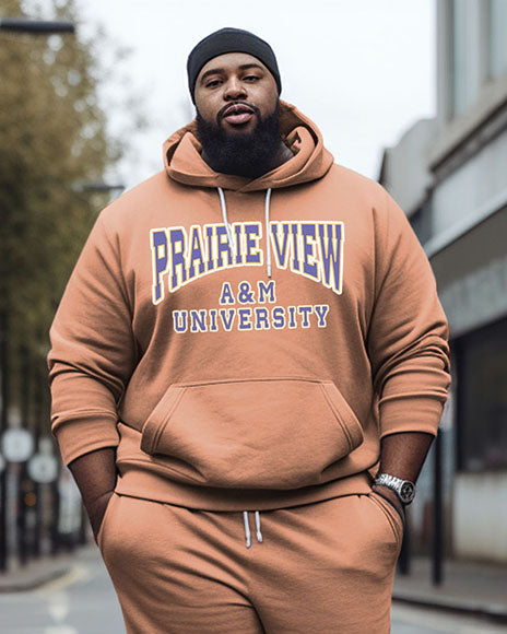 Big & Tall Patchwork Hoodie Sweatpants Set for big men view 2