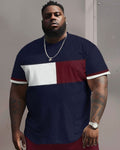 Big & Tall Colorblock Streetwear T-Shirt Shorts Set for big men view 3
