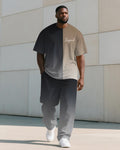 Big & Tall Colorblock Gradient T-Shirt Pants Set for big men view 3