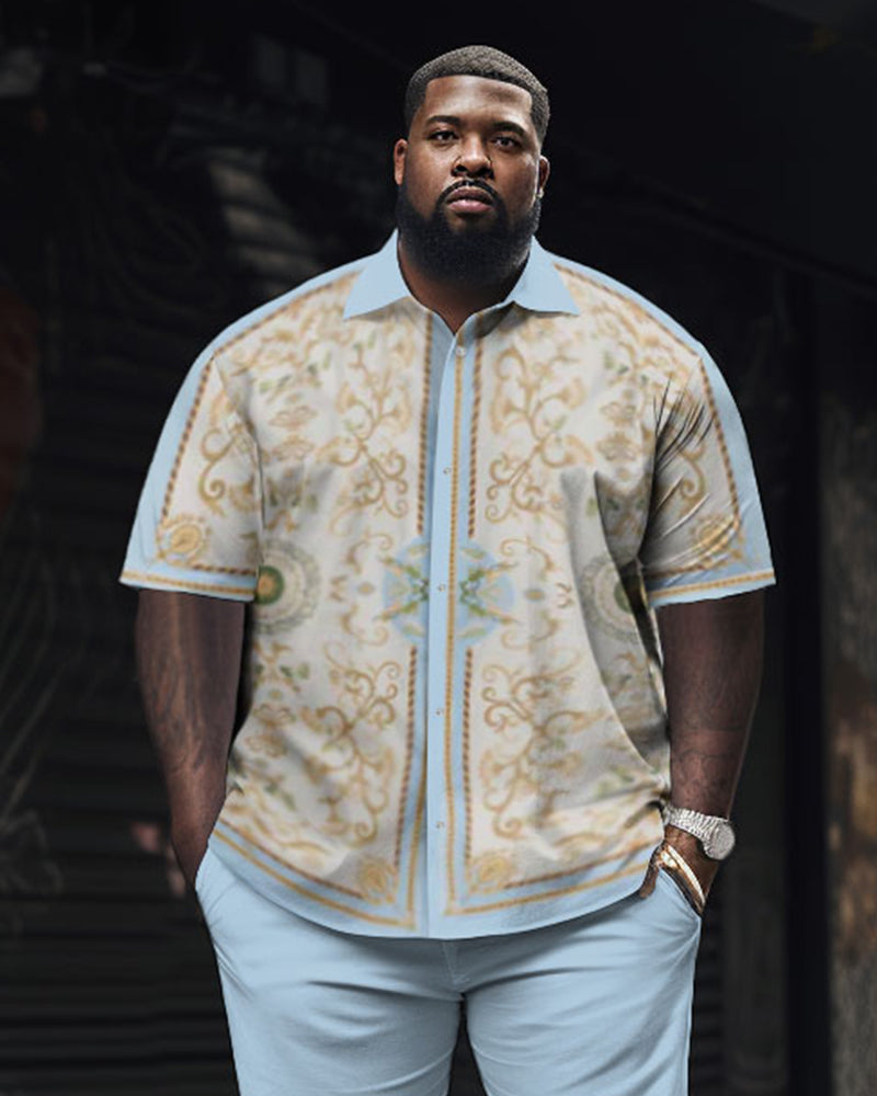 Big & Tall Geometric T-Shirt Shorts Set for big men view 2