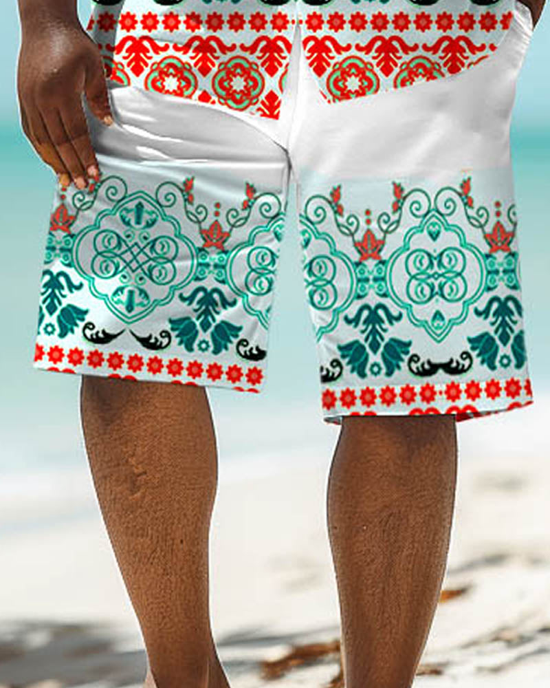 Big & Tall Graphic Floral T-Shirt Shorts Set for big men view 4