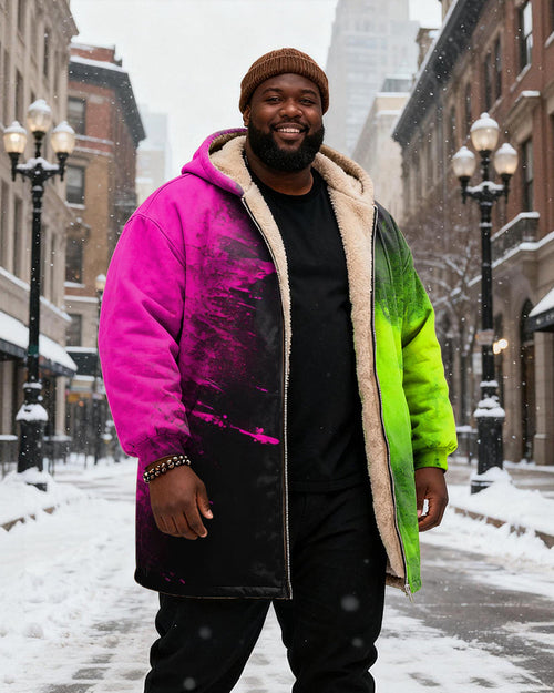 Big & Tall Green Pink Gradient Hoodie for big men view 2