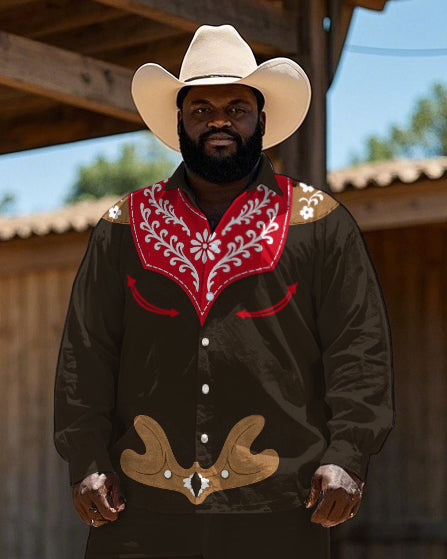 Big & Tall Western Floral T-Shirt Pants Set for big men view 2