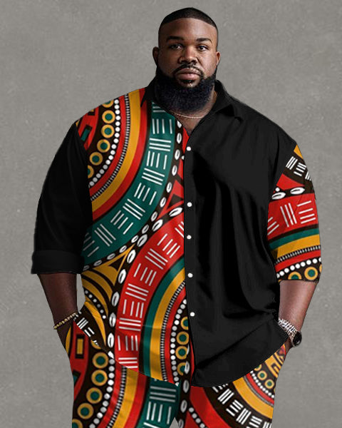 Big & Tall Graphic Patchwork T-Shirt Pants Set for big men view 3