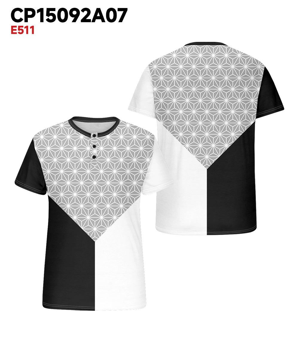 Big & Tall Black White Geometric T-Shirt for big men view 3