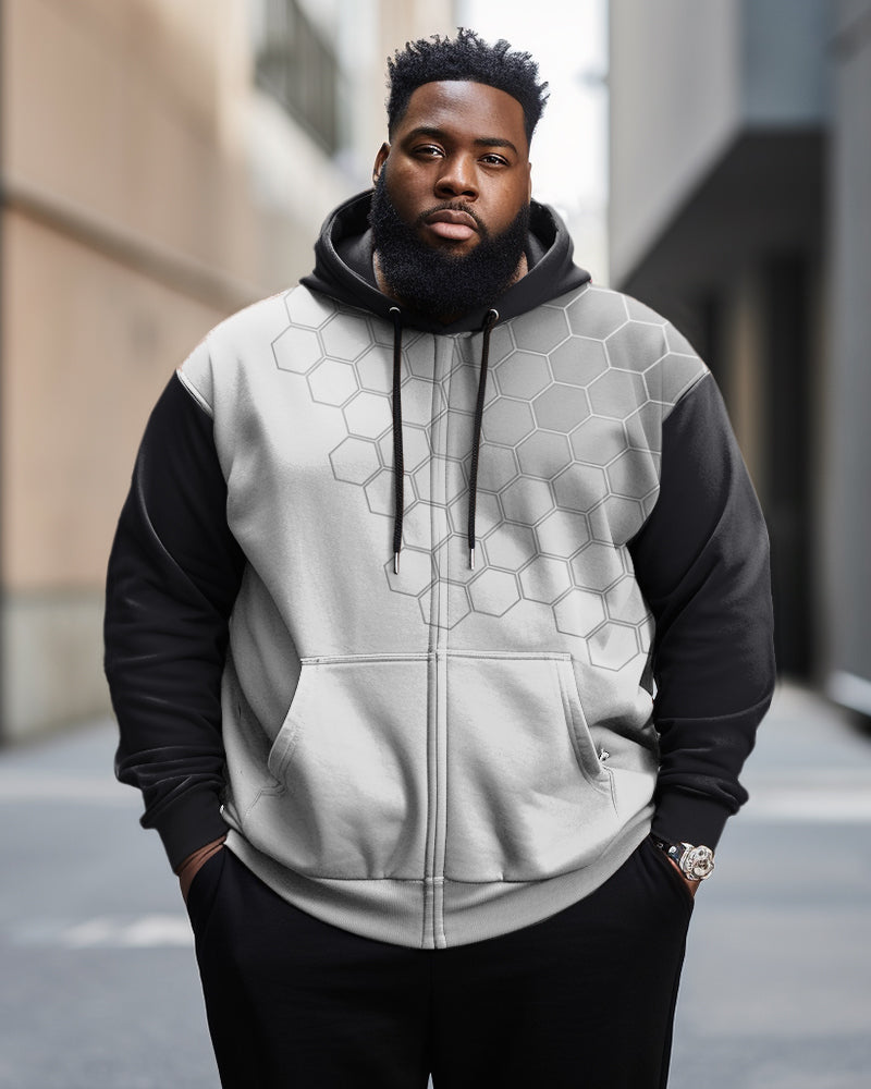 Big & Tall Colorblock Geometric Graphic Hoodie for big men view 1