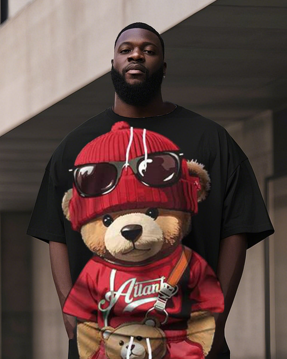 Big & Tall Graphic Streetwear Two-piece Set for big men view 4