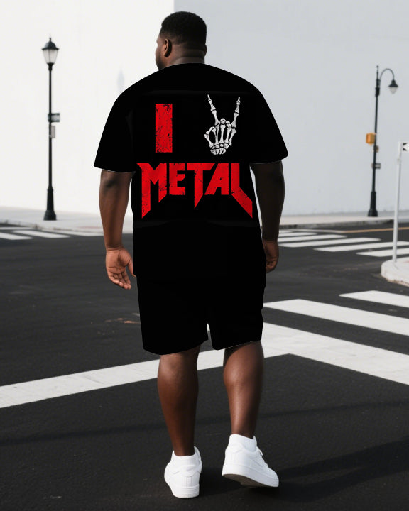 Big & Tall Graphic Streetwear T-Shirt Shorts Set for big men view 1