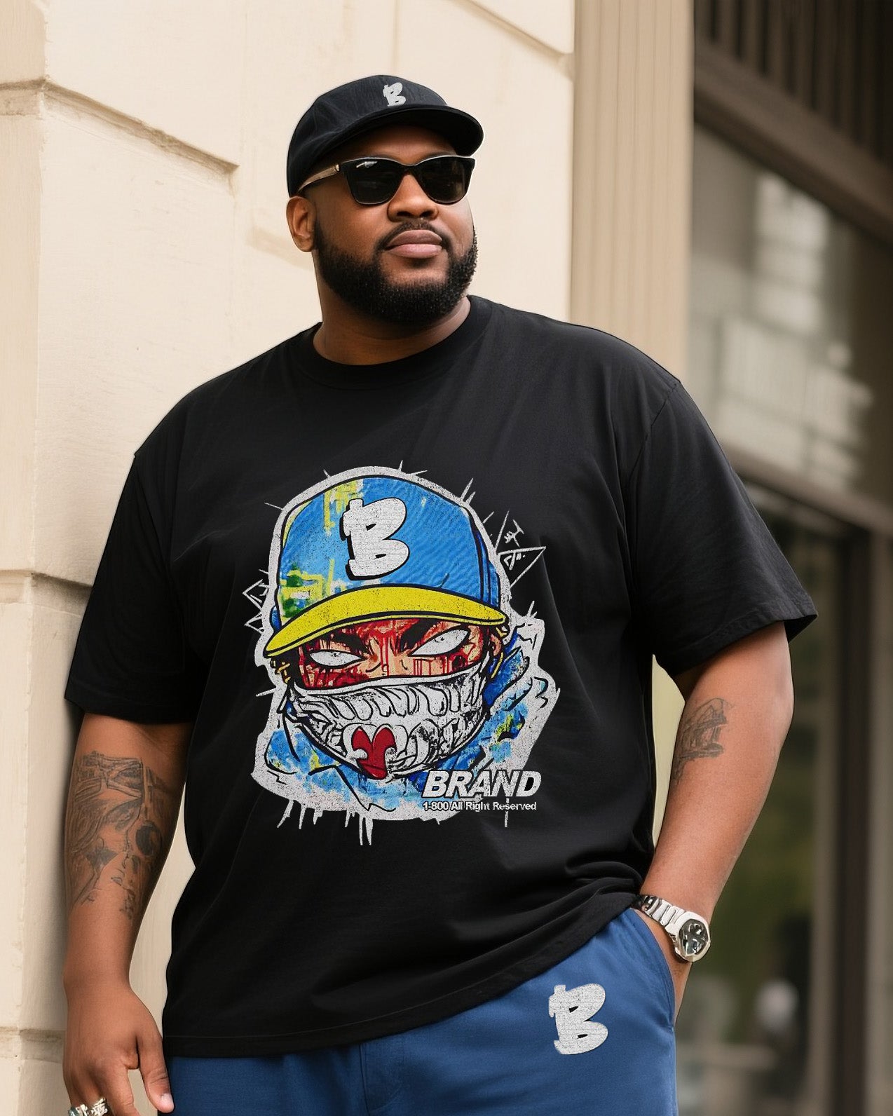 Big & Tall Streetwear T-Shirt Pants Set for big men view 1