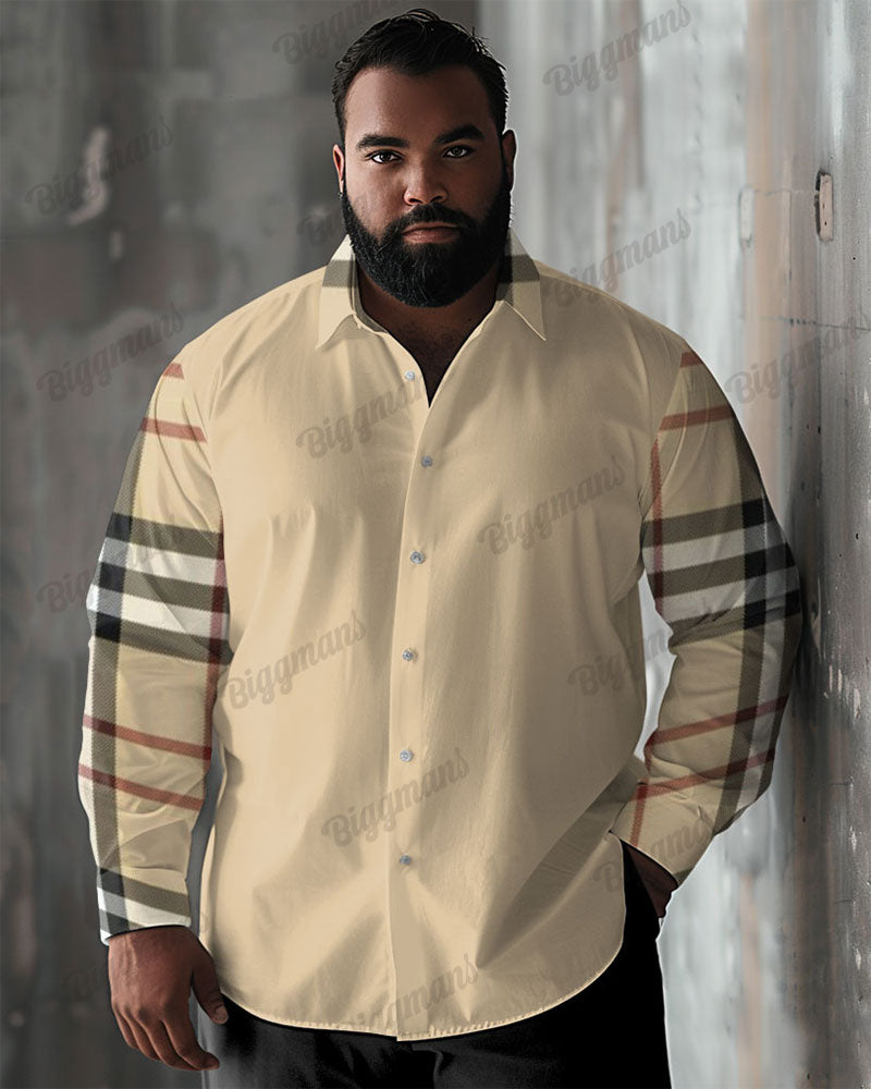 Big & Tall Colorblock Plaid Graphic Long Sleeve Shirt for big men