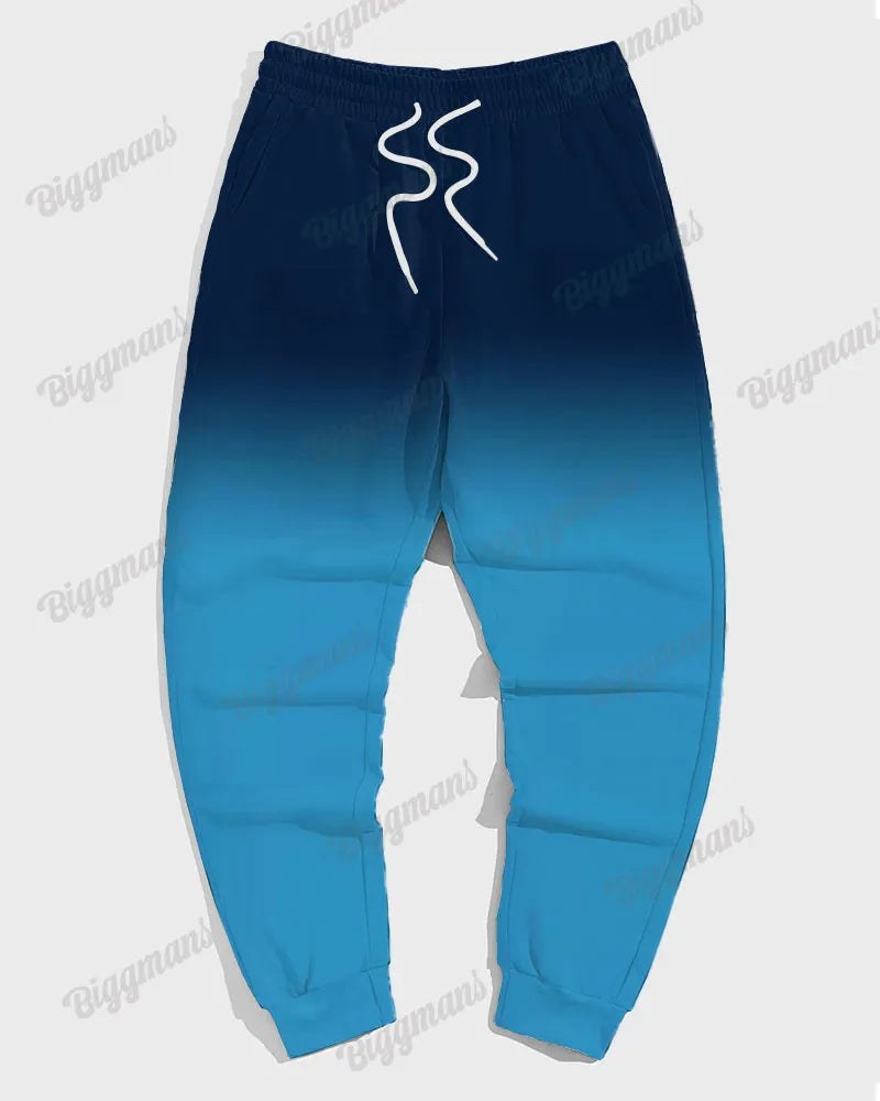 Big & Tall Blue Gradient Hoodie Sweatpants Set for big men view 4