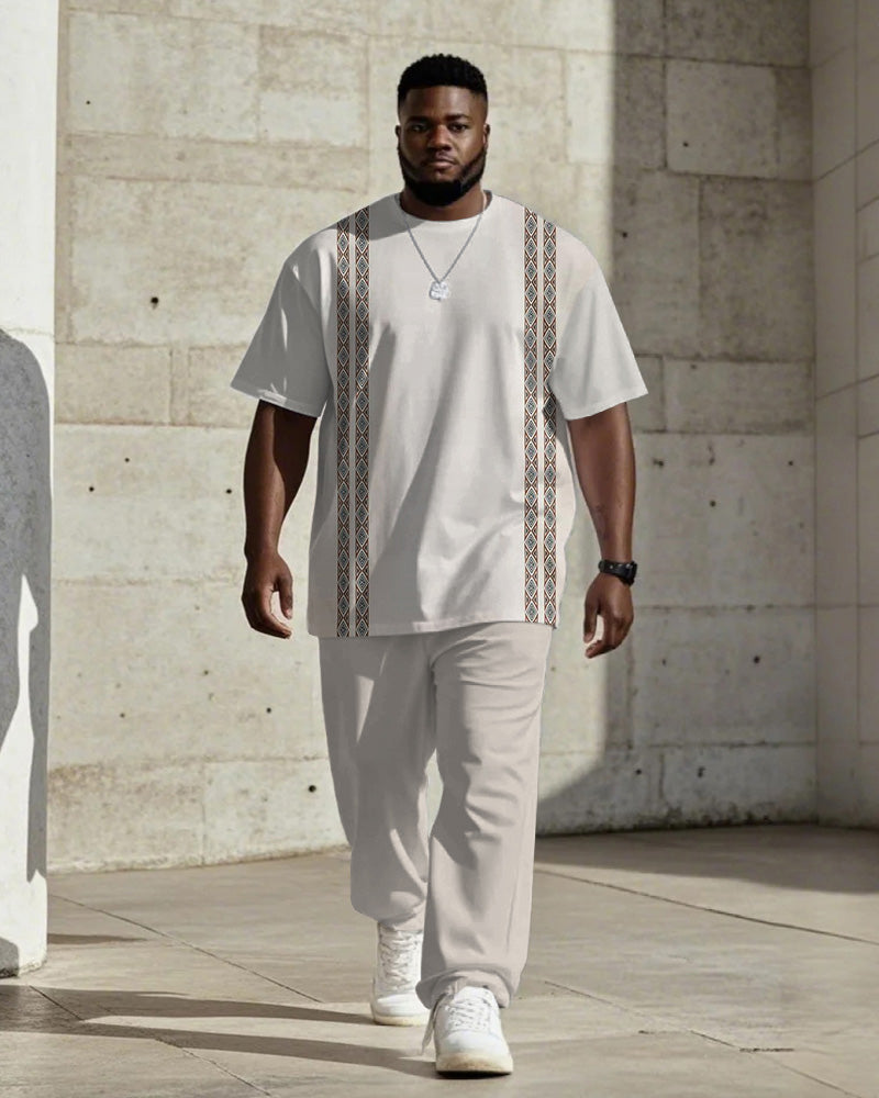 Big & Tall Striped T-Shirt Pants Set for big men view 1