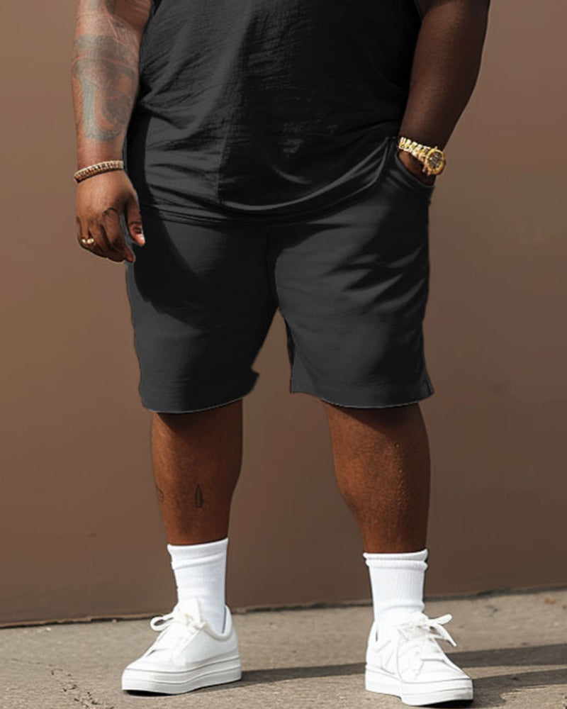Big & Tall Colorblock Streetwear T-Shirt Shorts Set for big men view 4