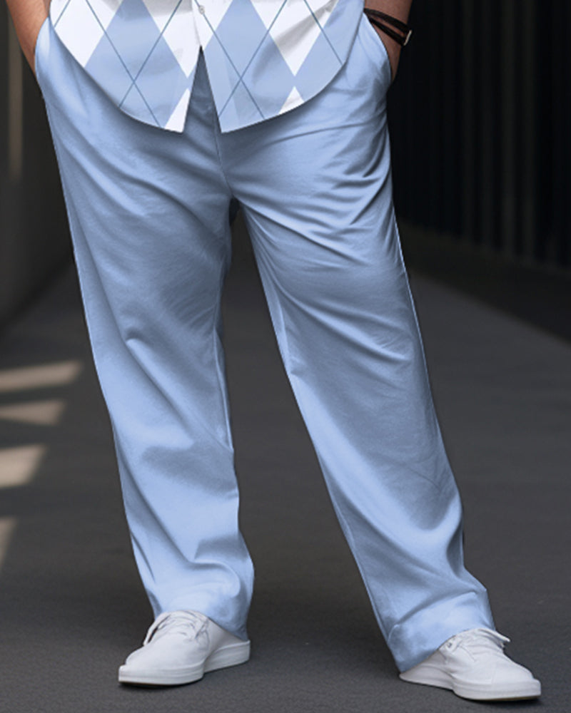Big & Tall Business Casual T-Shirt Pants Set for big men view 3
