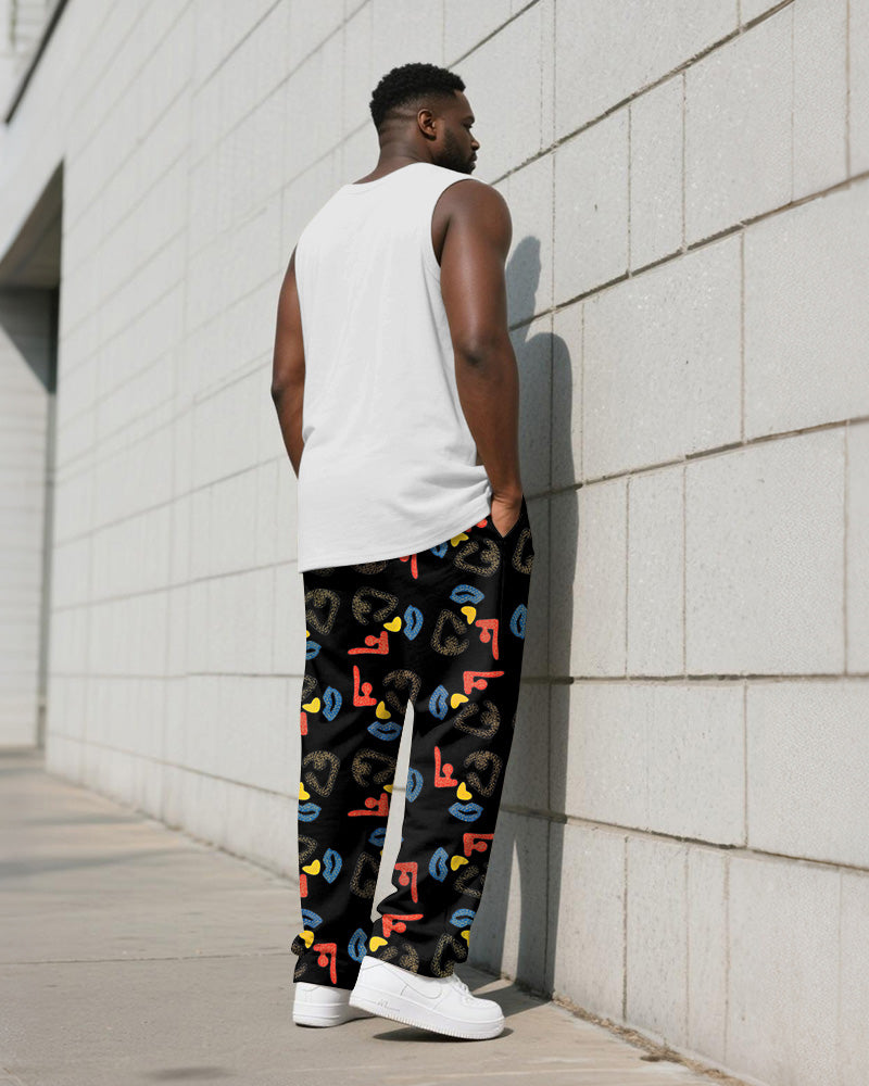 Big & Tall Geometric Graphic Vest Pants Set for big men view 4