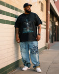 Big & Tall Denim Graphic Graffiti T-Shirt Pants Set for big men view 1