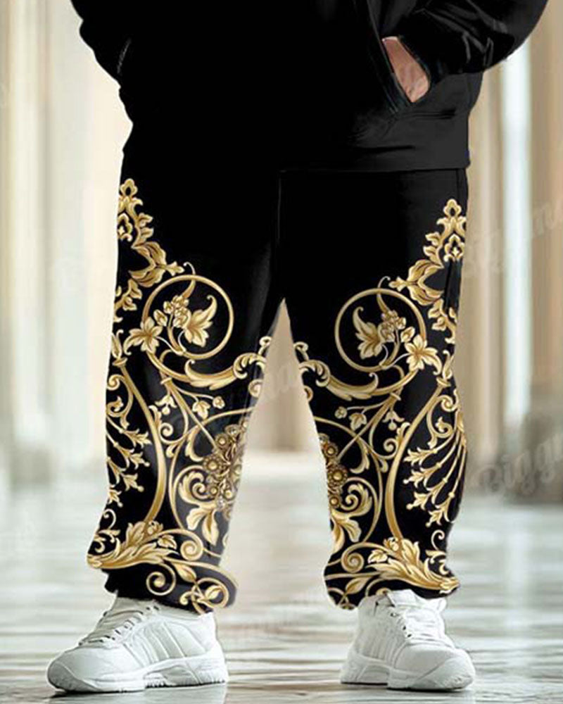 Big & Tall Black Streetwear Hoodie Sweatpants Set for big men view 3
