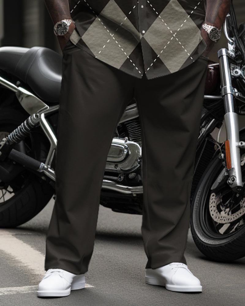 Big & Tall Geometric Plaid Two-piece Set for big men view 3