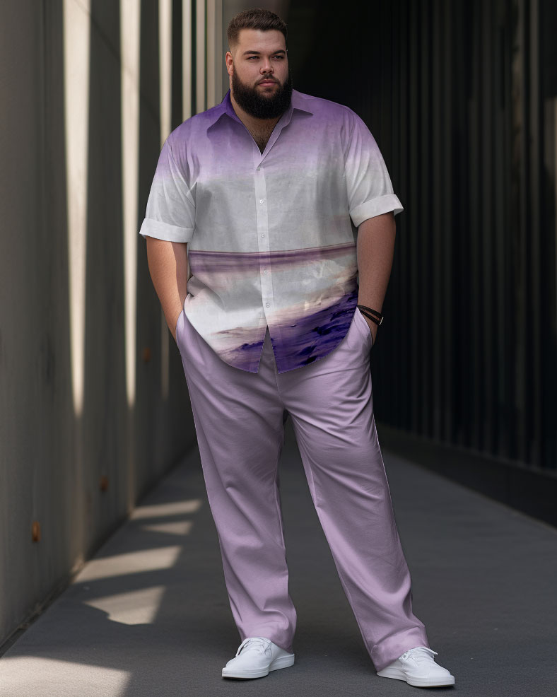 Big & Tall Gradient T-Shirt Shorts Set for big men view 1