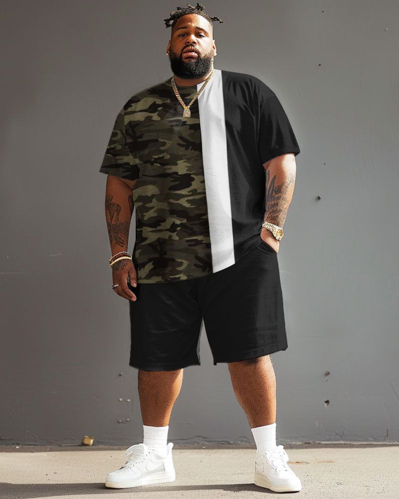 Big & Tall Colorblock Camouflage Two-piece Set for big men view 2