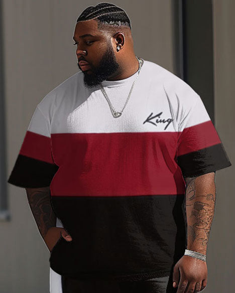 Big & Tall Colorblock Graphic T-Shirt Pants Set for big men view 2
