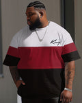Big & Tall Colorblock Graphic T-Shirt Pants Set for big men view 2