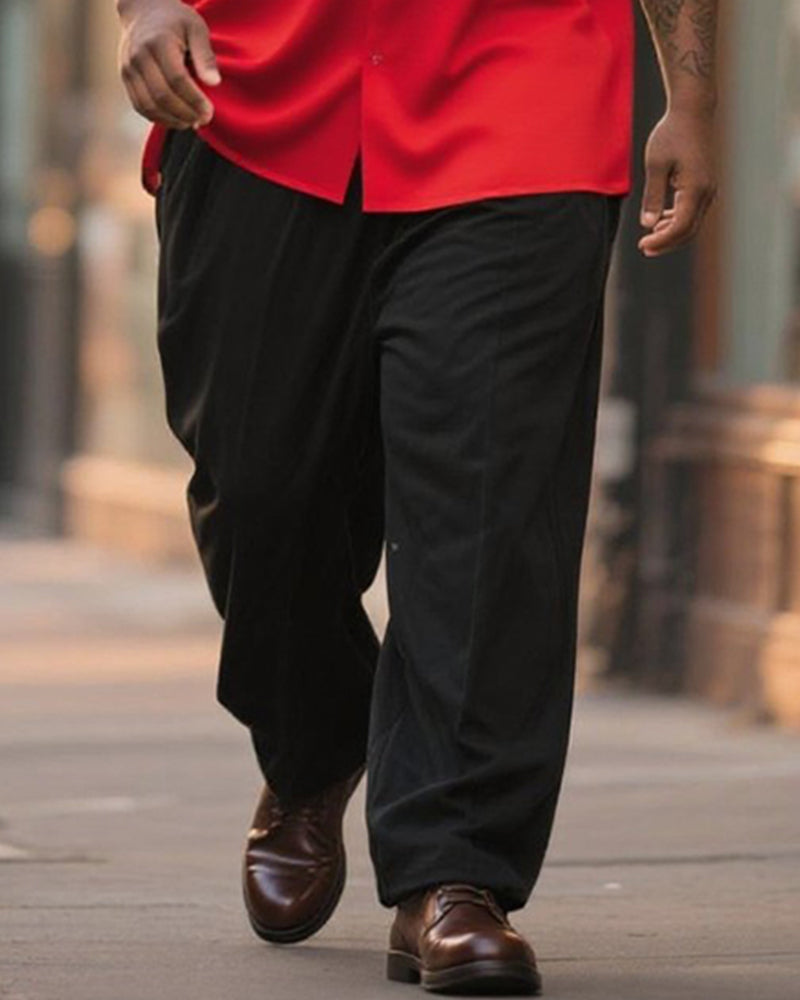 Big & Tall Black Red Graphic T-Shirt Pants Set for big men view 3