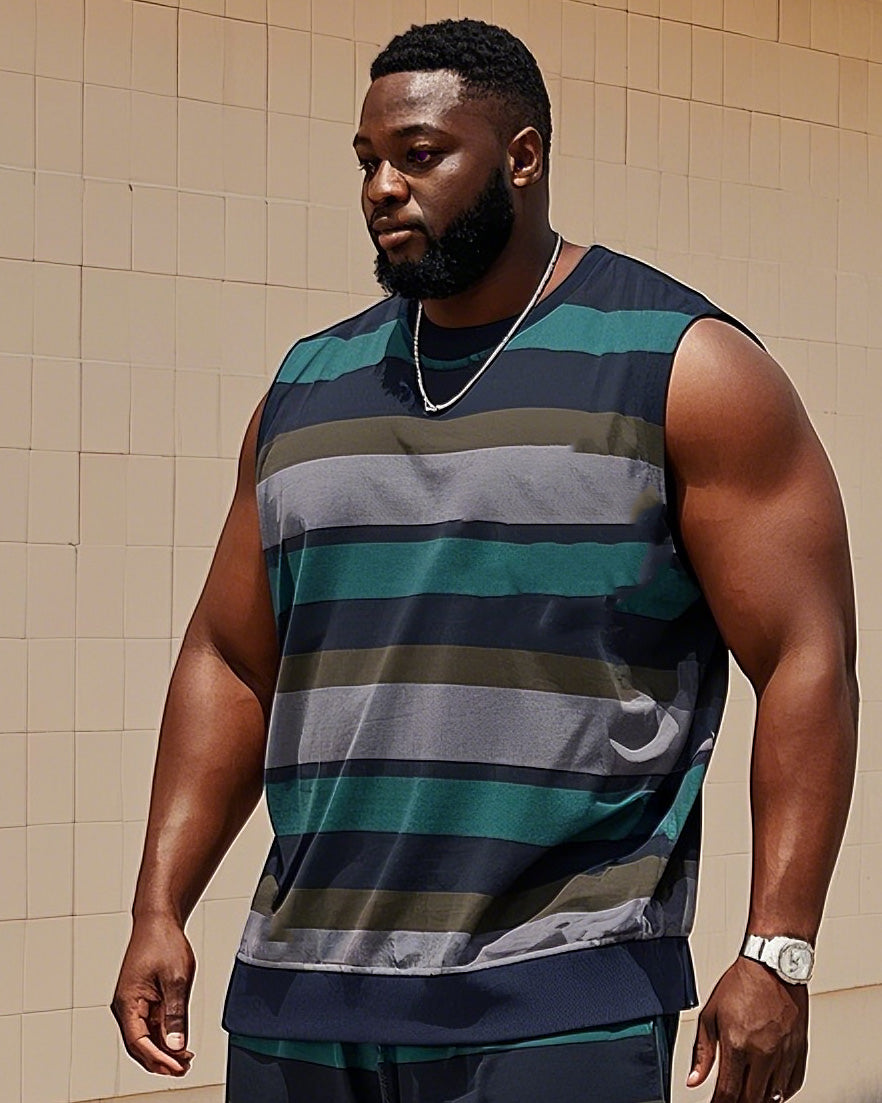 Big & Tall Striped Vest Pants Set for big men view 2