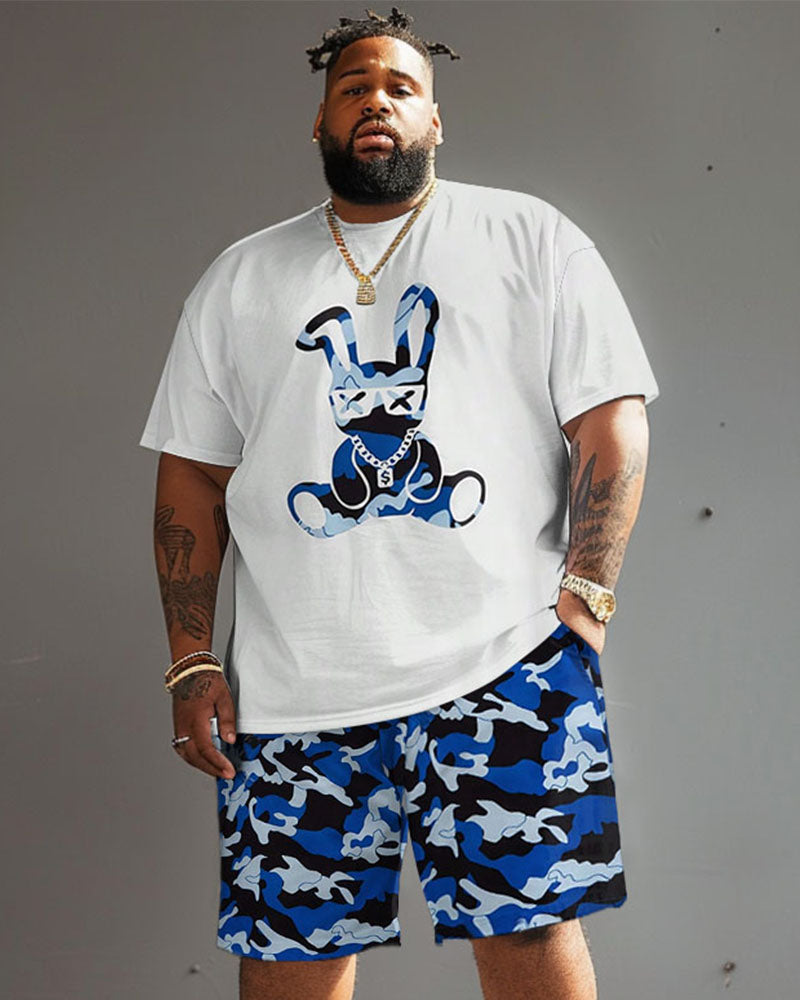 Big & Tall Graphic Graffiti T-Shirt Shorts Set for big men view 1