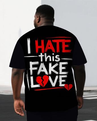 Big & Tall Graphic Streetwear T-Shirt Shorts Set for big men view 2