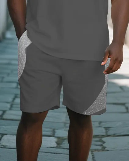 Big & Tall White Streetwear Polo Shorts Set for big men view 3