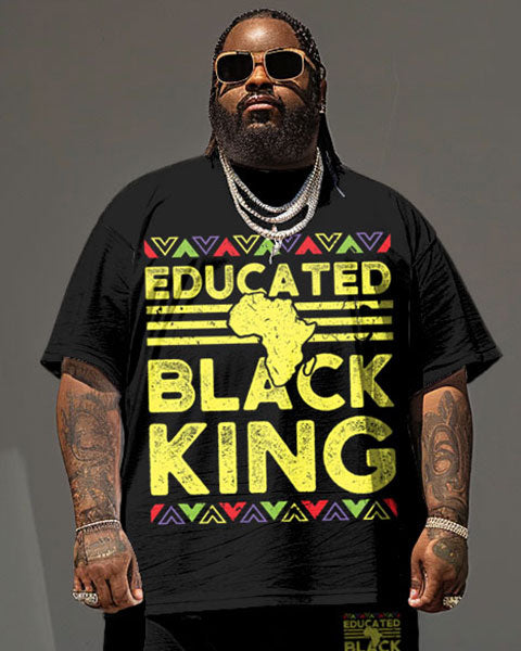 Big & Tall Black Juneteenth T-Shirt Shorts Set for big men view 2