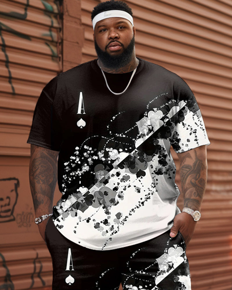 Big & Tall Graphic Streetwear T-Shirt Shorts Set for big men view 2